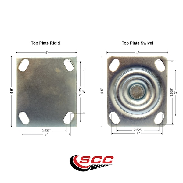Service Caster 4 Inch Thermoplastic Rubber Caster Set with Ball Bearings 2 Brakes 2 Rigid SCC SCC-30CS420-TPRBF-TLB-2-R420-2 - main